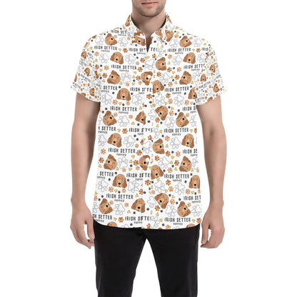 Setters Irish Print Design LKS301 Men Short Sleeve Button Up Shirt
