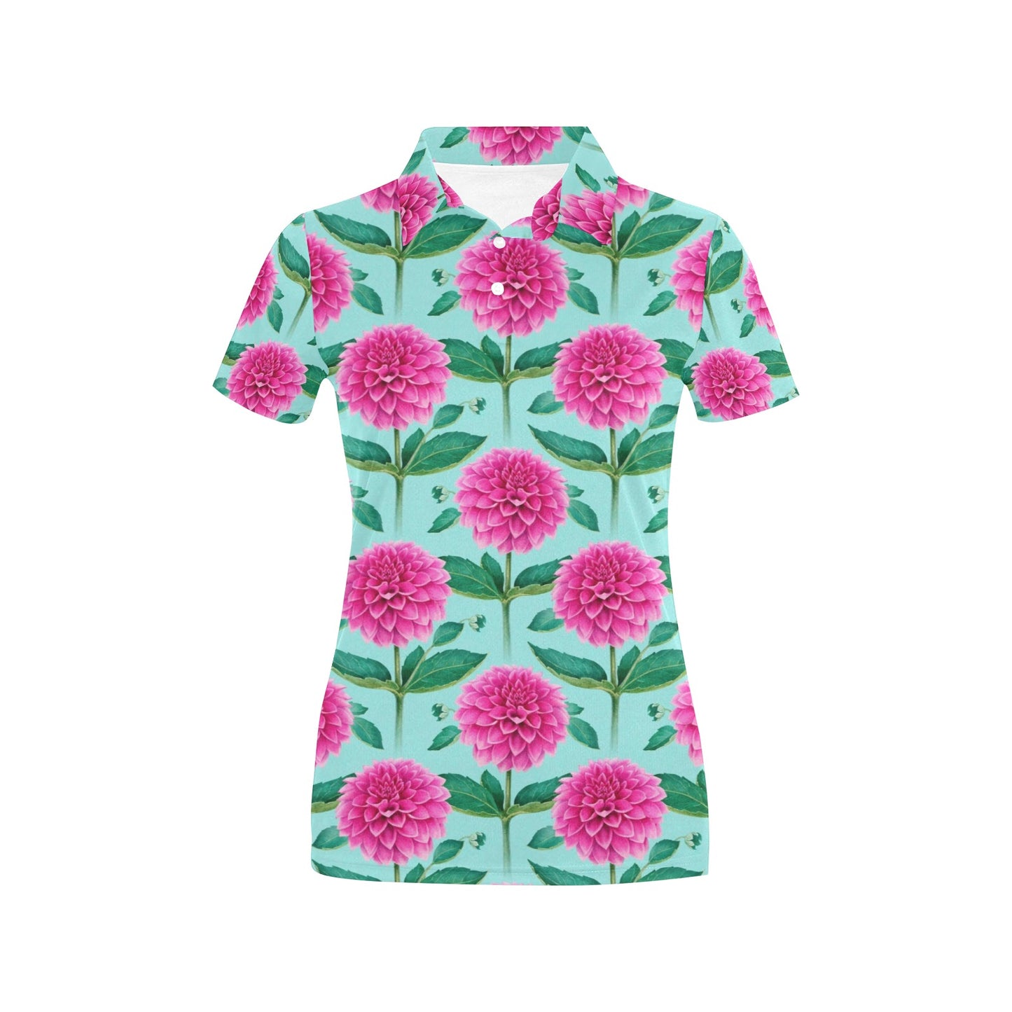 Dahlia Pattern Print Design DH08 Women's Polo Shirt
