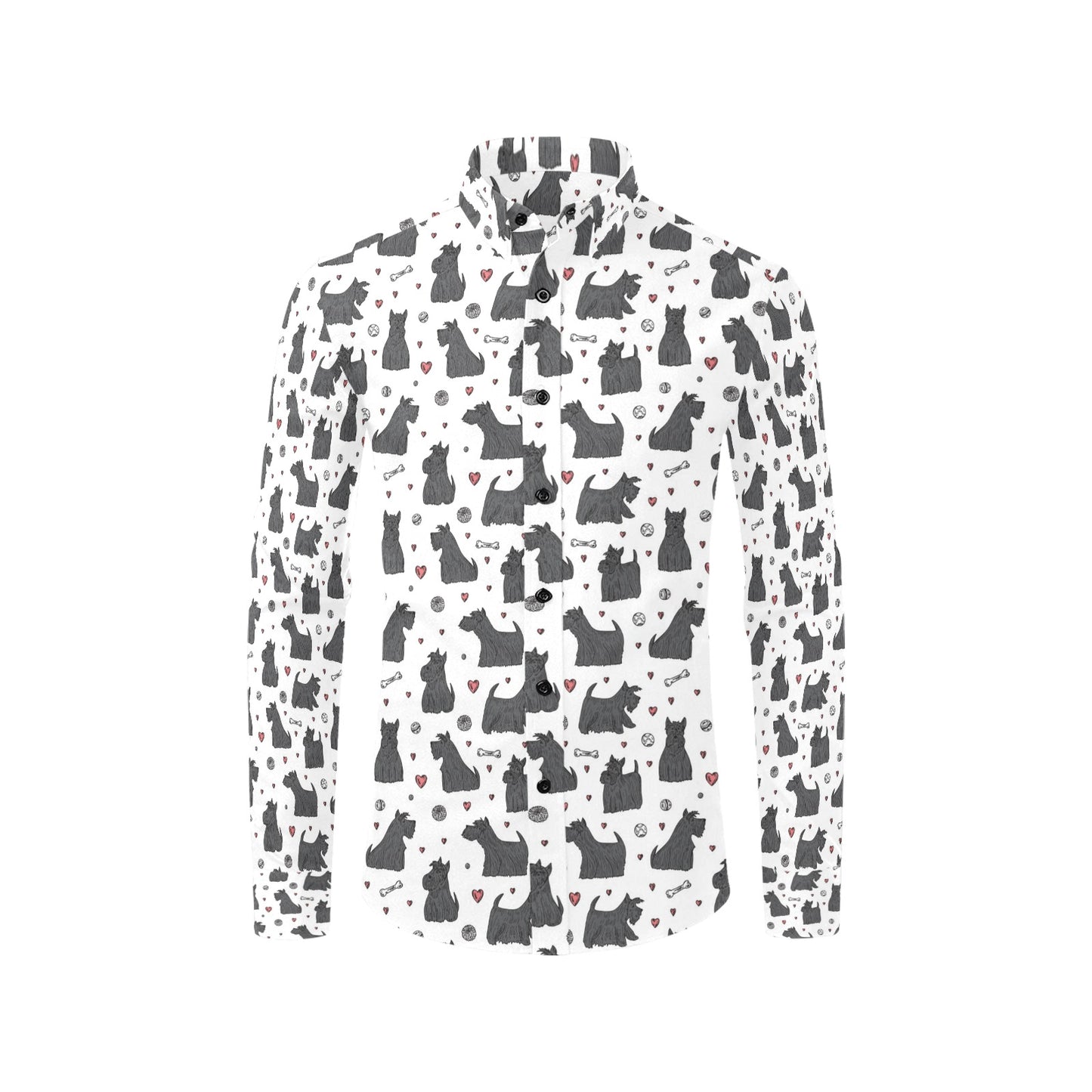 Scottish Terriers Print Design LKS3015 Men's Long Sleeve Dress Shirt