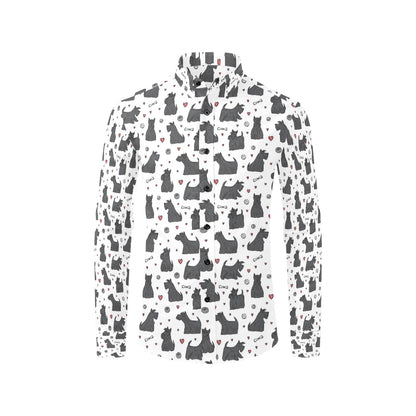 Scottish Terriers Print Design LKS3015 Men's Long Sleeve Dress Shirt