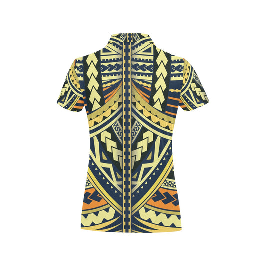 Polynesian Tattoo Print Women's Polo Shirt