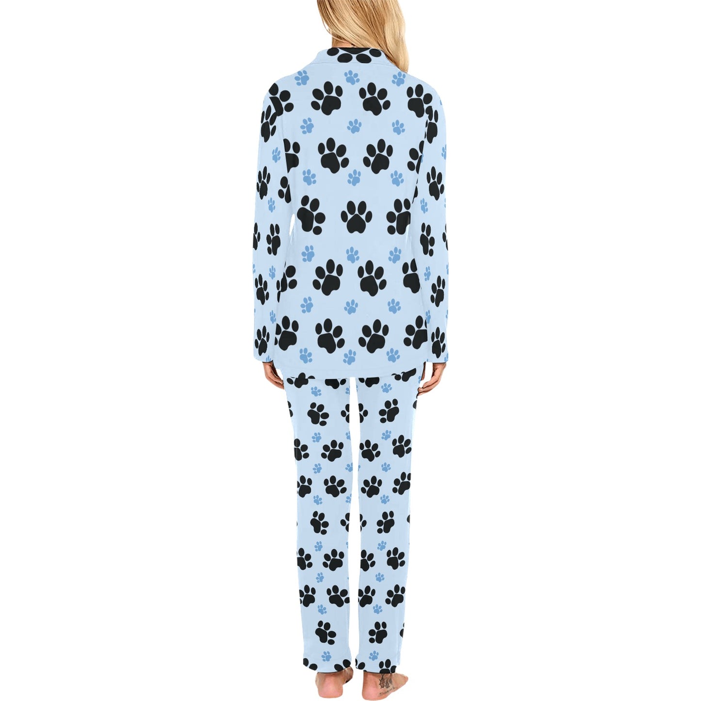Paw Pattern Print Design A04 Women's Long Pajama Set