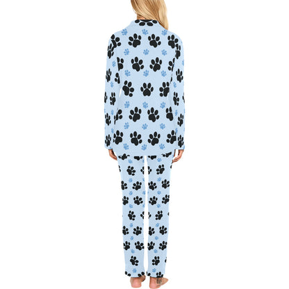 Paw Pattern Print Design A04 Women's Long Pajama Set