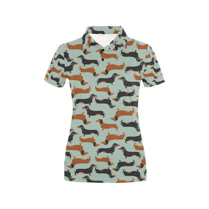 Dachshund Cute Print Pattern Women's Polo Shirt