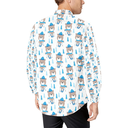 Ski Print Design LKS306 Men's Long Sleeve Dress Shirt