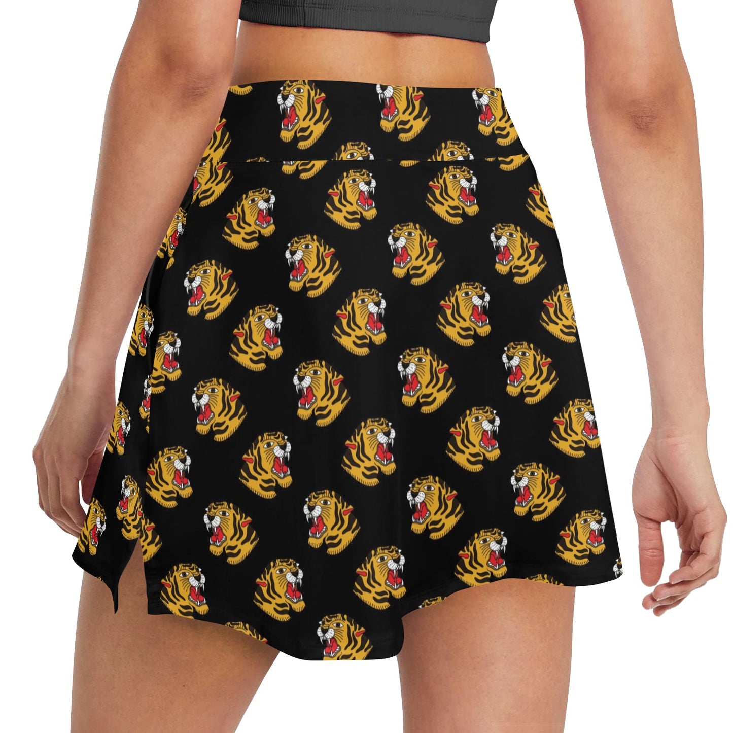 Tiger Head Print Design LKS306 17" Golf & Pickleball Skort with Pockets