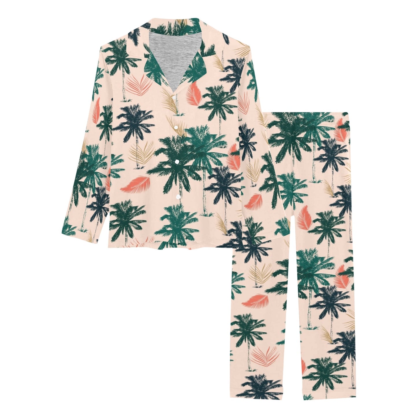 Palm Tree Pattern Print Design PT014 Women's Long Pajama Set