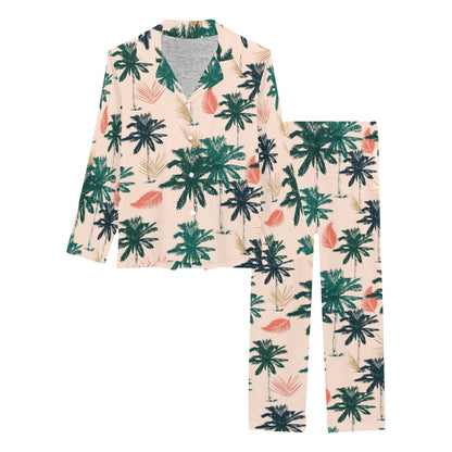Palm Tree Pattern Print Design PT014 Women's Long Pajama Set