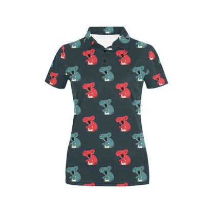Koala Pattern Print Design 02 Women's Polo Shirt