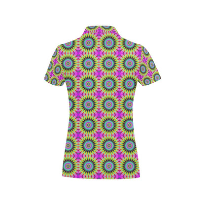 Optical illusion Flower Rainbow Style Women's Polo Shirt