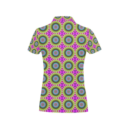 Optical illusion Flower Rainbow Style Women's Polo Shirt