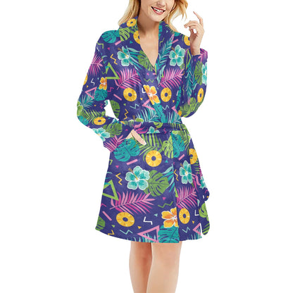 Hawaiian Themed Pattern Print Design H014 Women's Fleece Robe