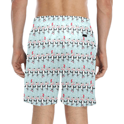 Penguin Sking Design Men's Swim Trunks Beach Shorts