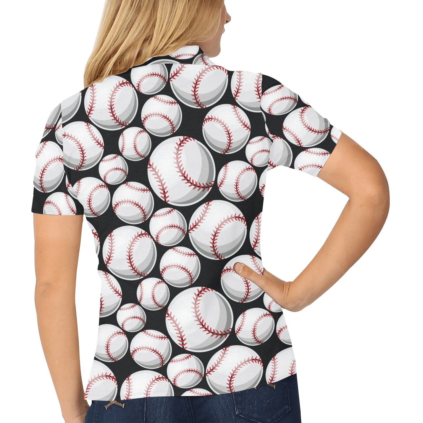 Baseball Black Background Women's Polo Shirt