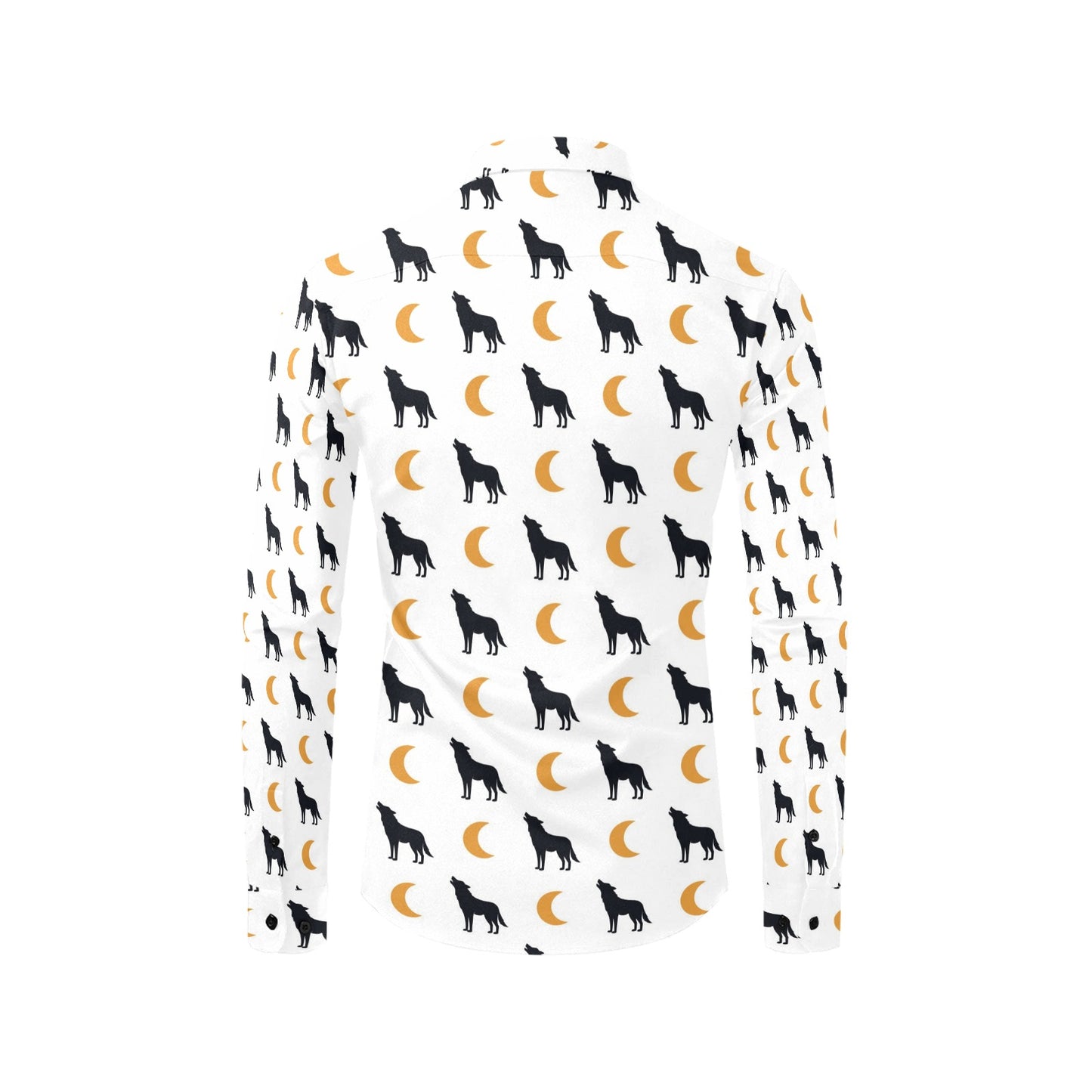 Wolf Moon Print Design LKS302 Men's Long Sleeve Dress Shirt