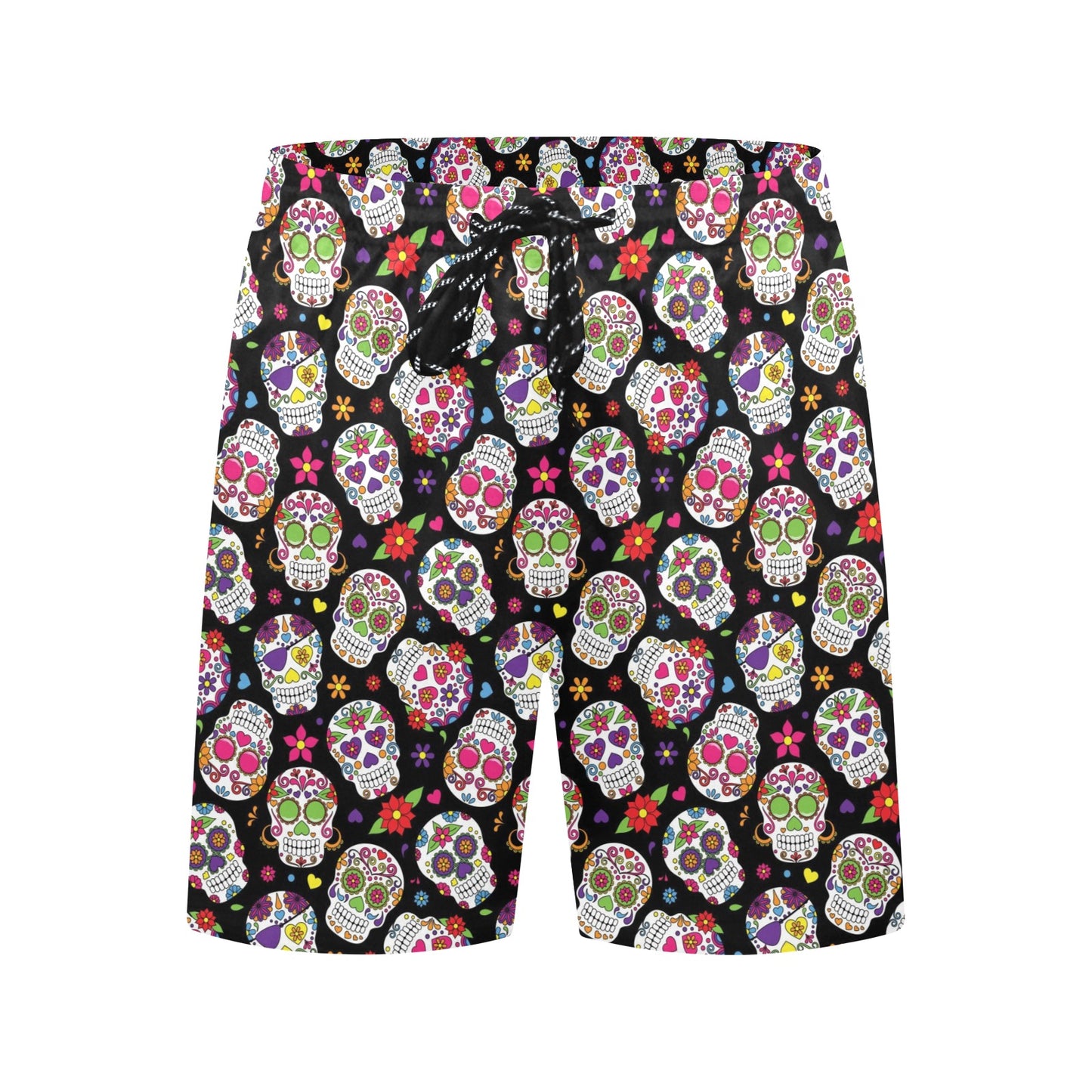 Sugar Skull Print Design LKS302 Men's Swim Trunks Beach Shorts