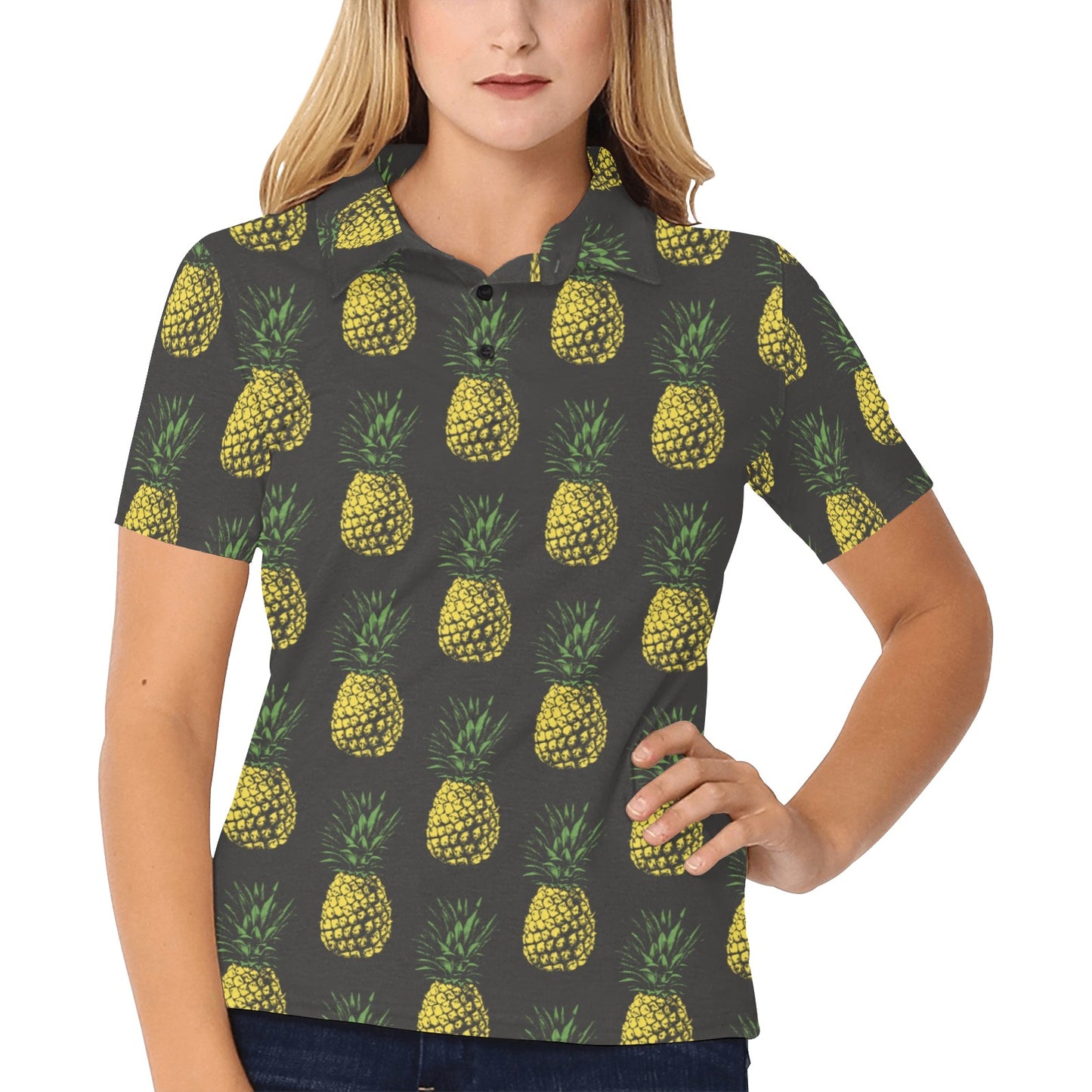 Gold Pineapple Women's Polo Shirt
