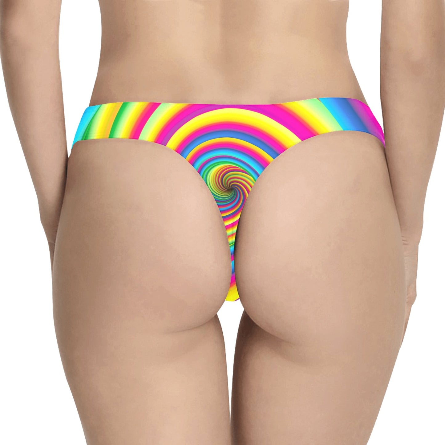 Vortex Twist Swirl Rainbow Design Women's Thongs