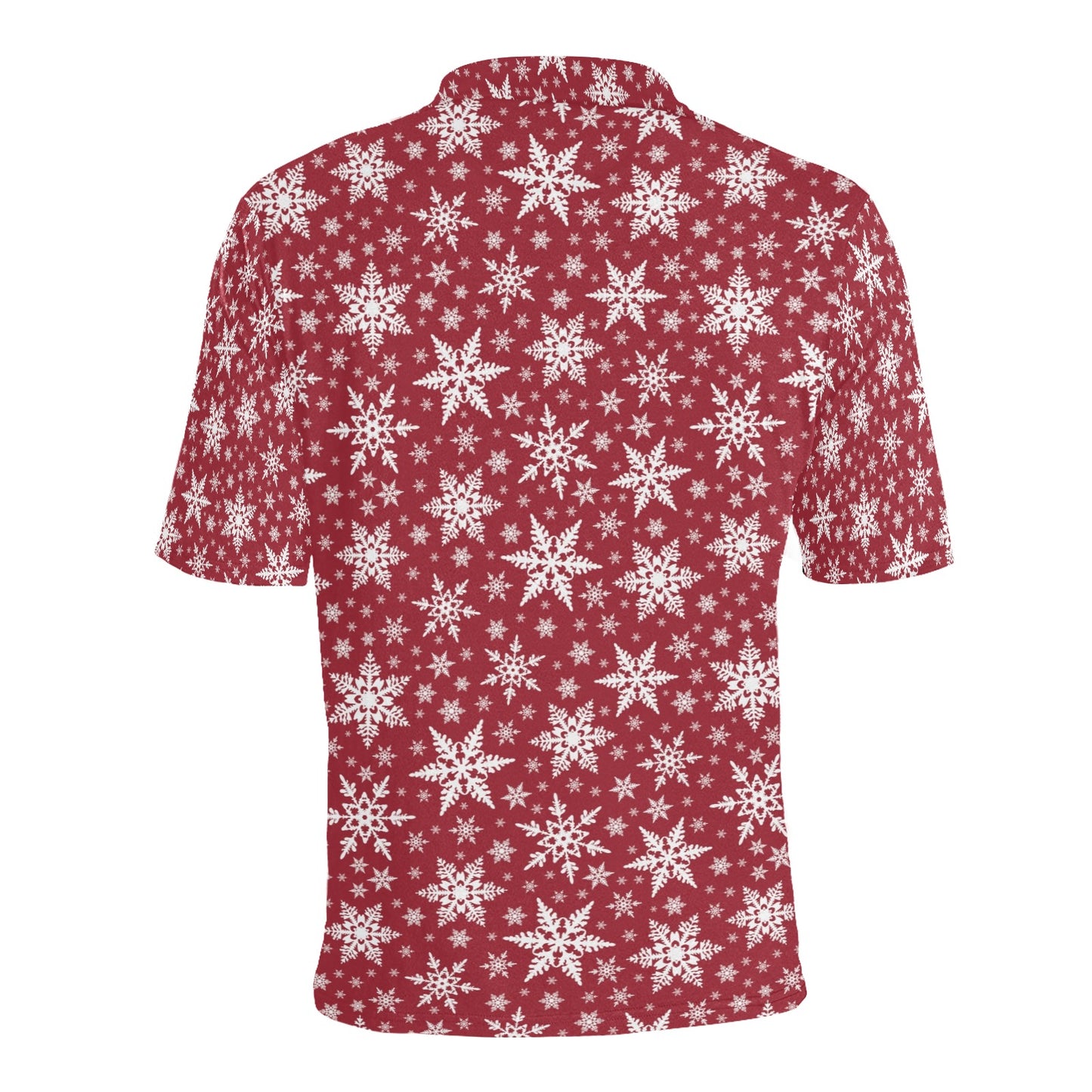 Snowflake Red Print Design LKS302 Men Polo Shirt