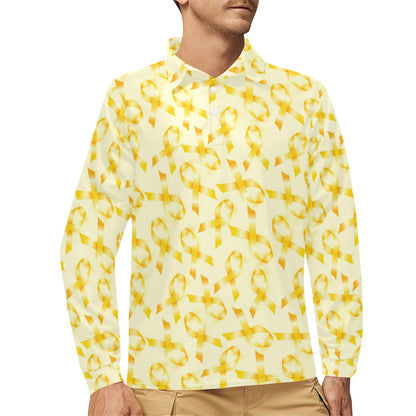 Bone cancer Pattern Print Design 01 Long Sleeve Polo Shirt For Men's