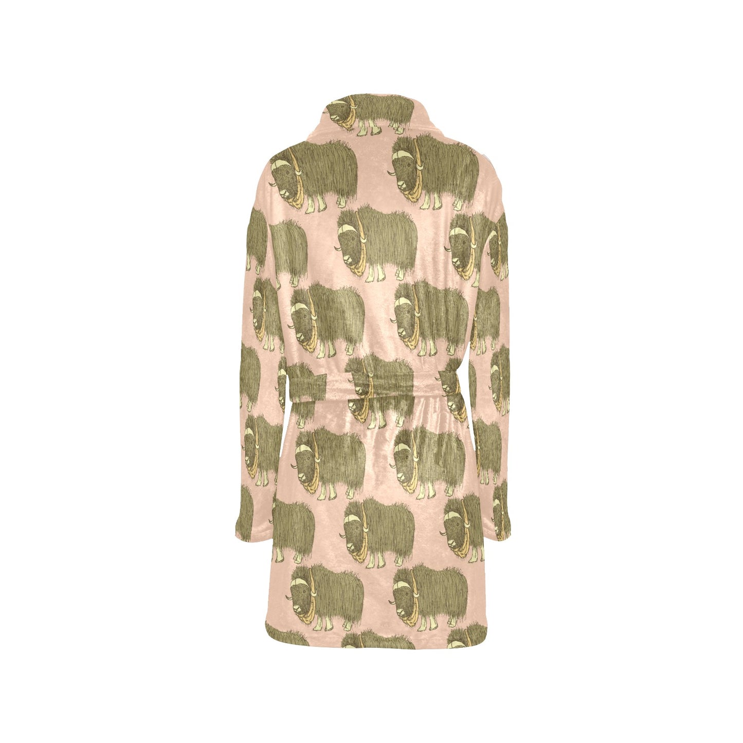 Yak Pattern Print Design 01 Women's Fleece Robe