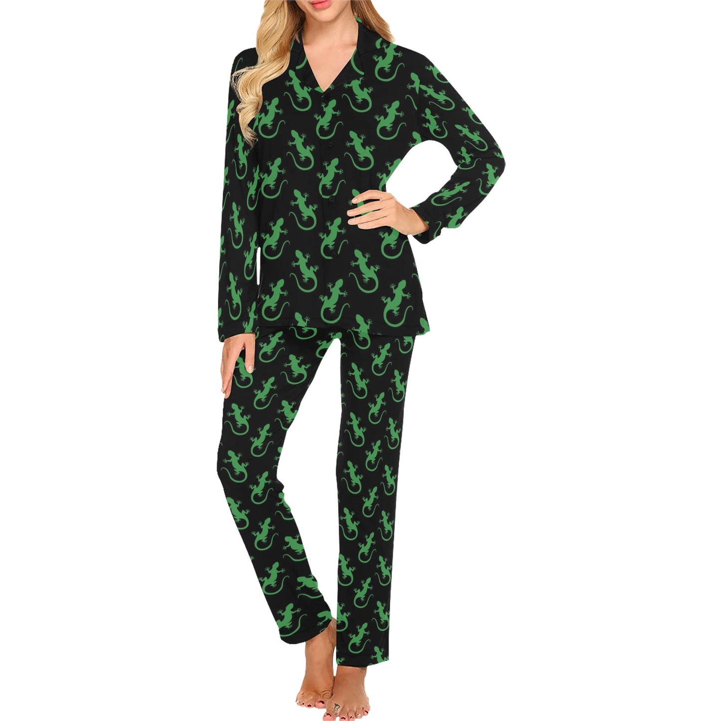 lizard Print Design LKS401 Women's Long Pajama Set