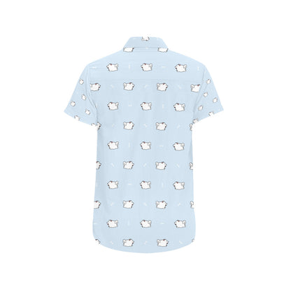 Samoyeds Print Design LKS302 Men Short Sleeve Button Up Shirt