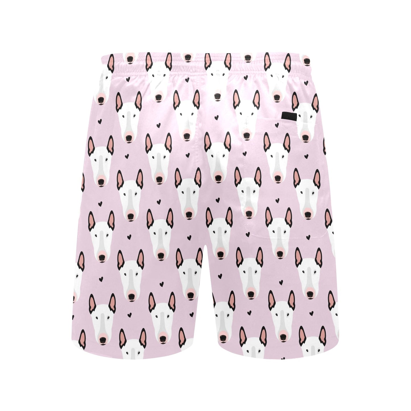 Bull Terrier Pink Print Pattern Men's Swim Trunks Beach Shorts