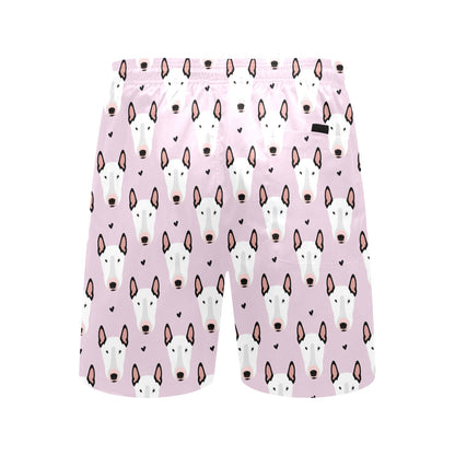Bull Terrier Pink Print Pattern Men's Swim Trunks Beach Shorts