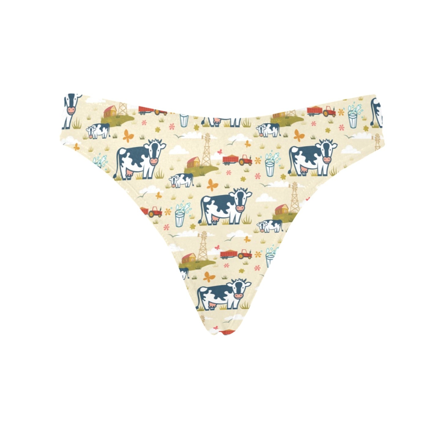 Cow Farm Design Print Women's Thongs