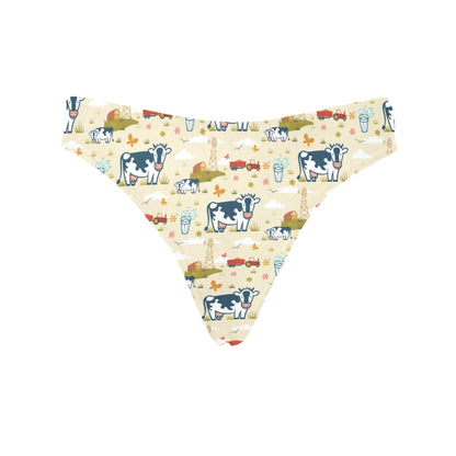 Cow Farm Design Print Women's Thongs