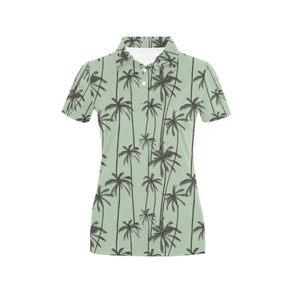 Palm Tree Pattern Print Design A04 Women's Polo Shirt