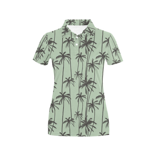 Palm Tree Pattern Print Design A04 Women's Polo Shirt