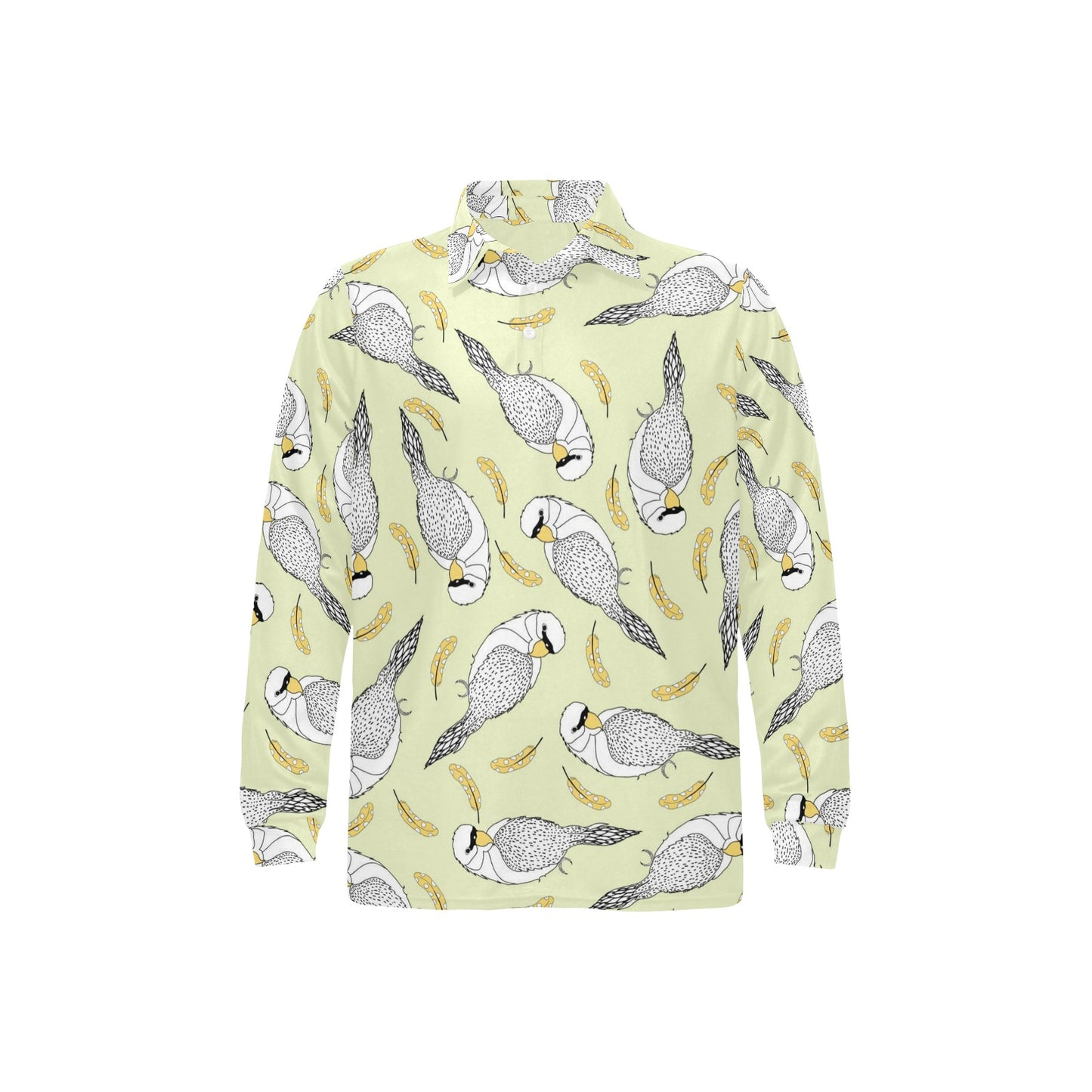 Parakeet Pattern Print Design A03 Long Sleeve Polo Shirt For Men's