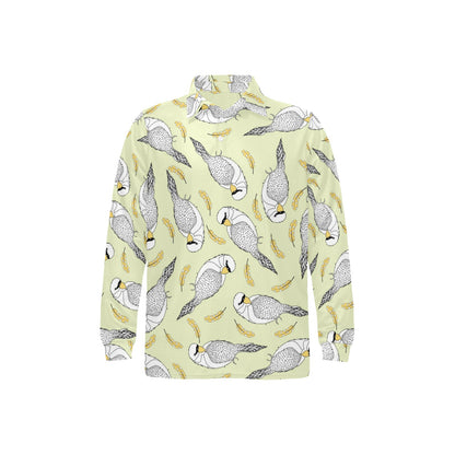 Parakeet Pattern Print Design A03 Long Sleeve Polo Shirt For Men's