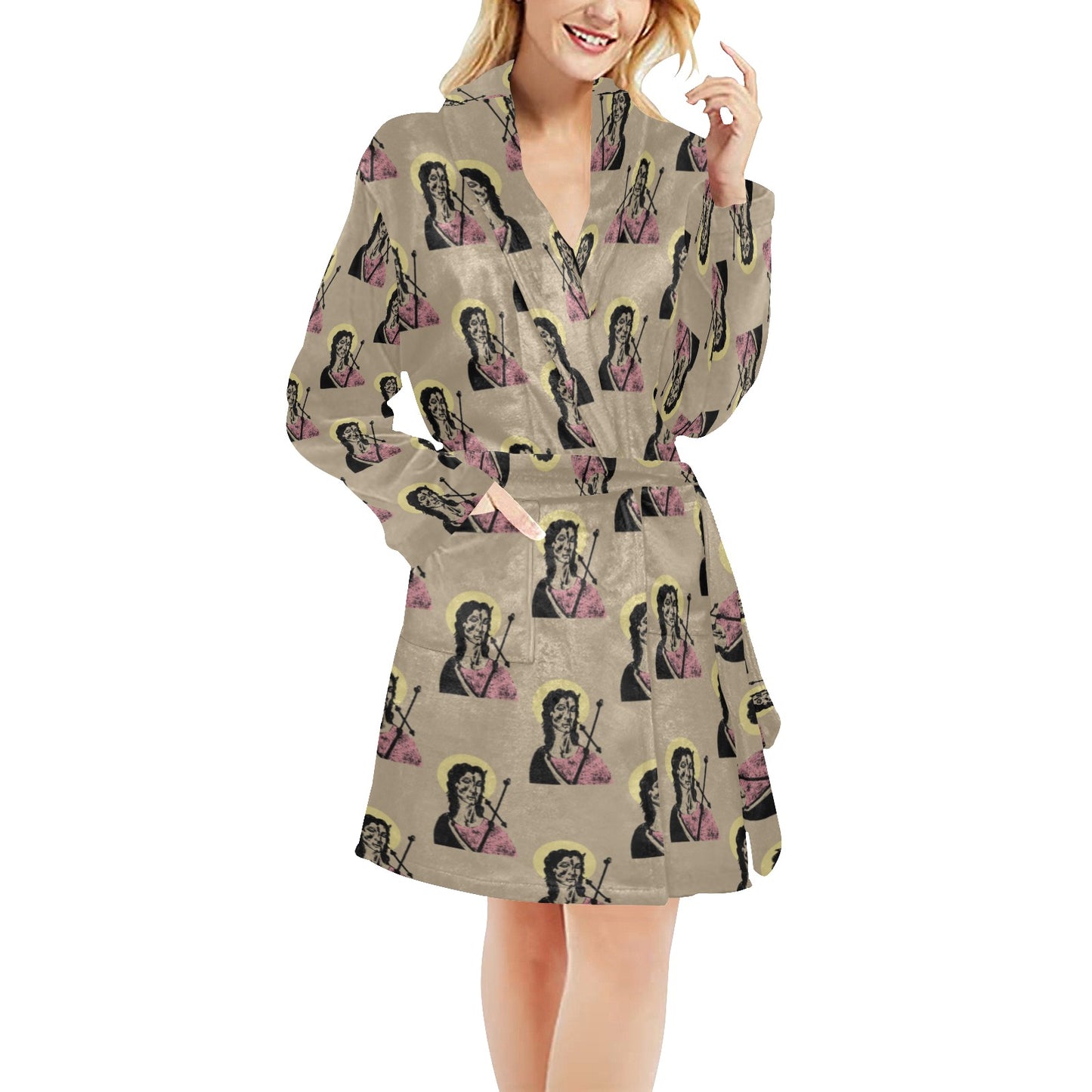 Christian Pattern Print Design 04 Women's Fleece Robe