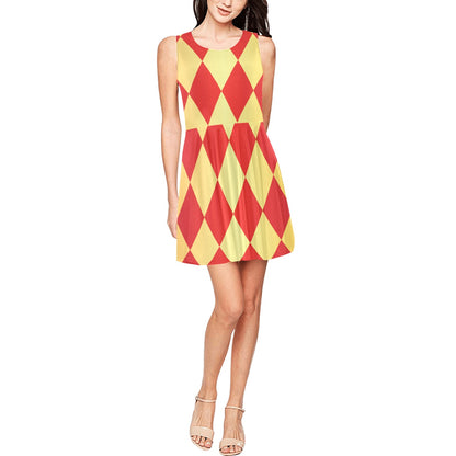 Harlequin Pattern Print Design 03 Sleeveless Dress