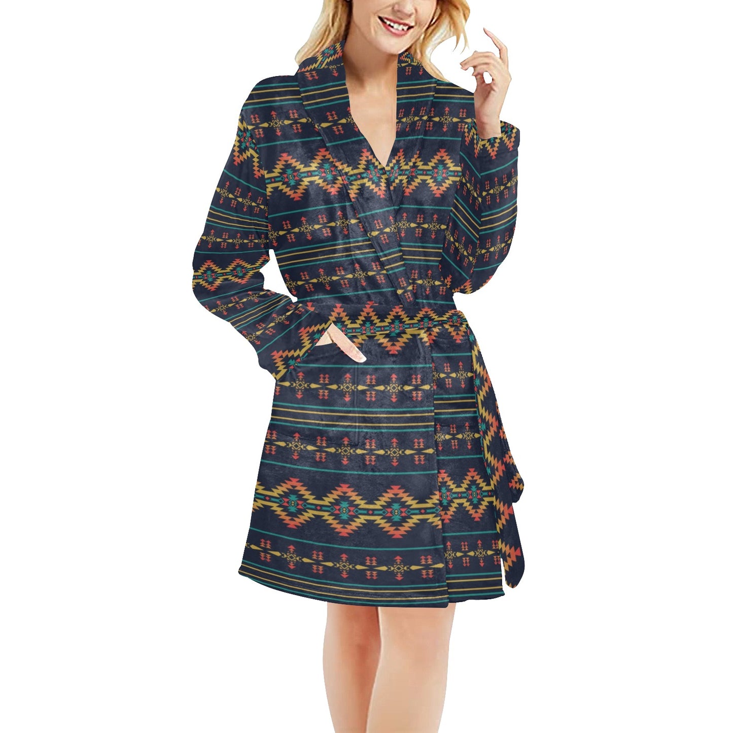 Southwest American Design Themed Print Women's Fleece Robe