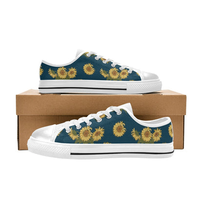 Sunflower Print Design LKS305 Women's White Low Top Shoes