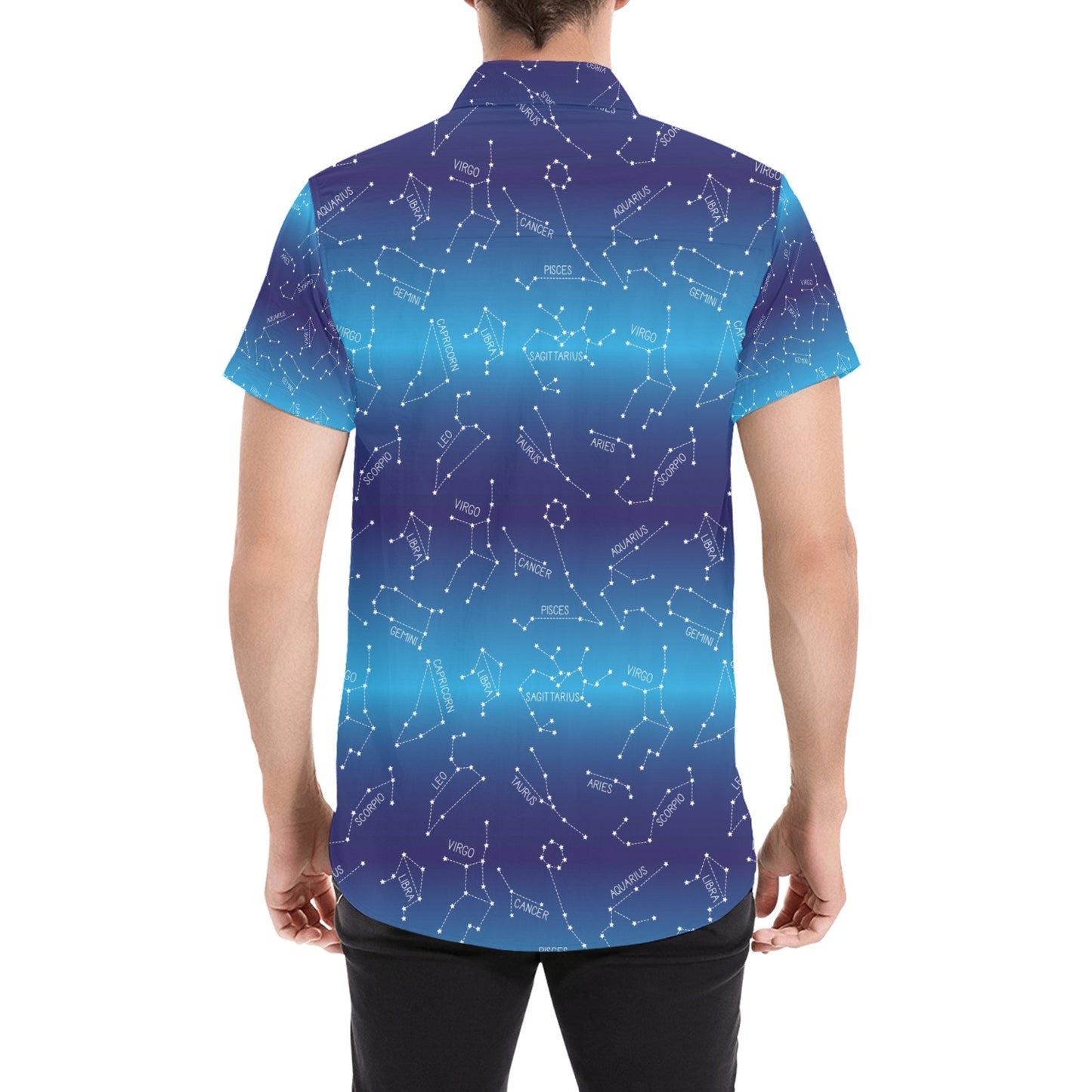 Virgo Print Design LKS302 Men Short Sleeve Button Up Shirt