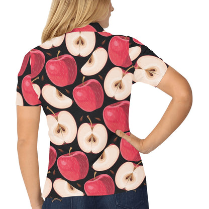 Apple Pattern Print Design AP02 Women's Polo Shirt