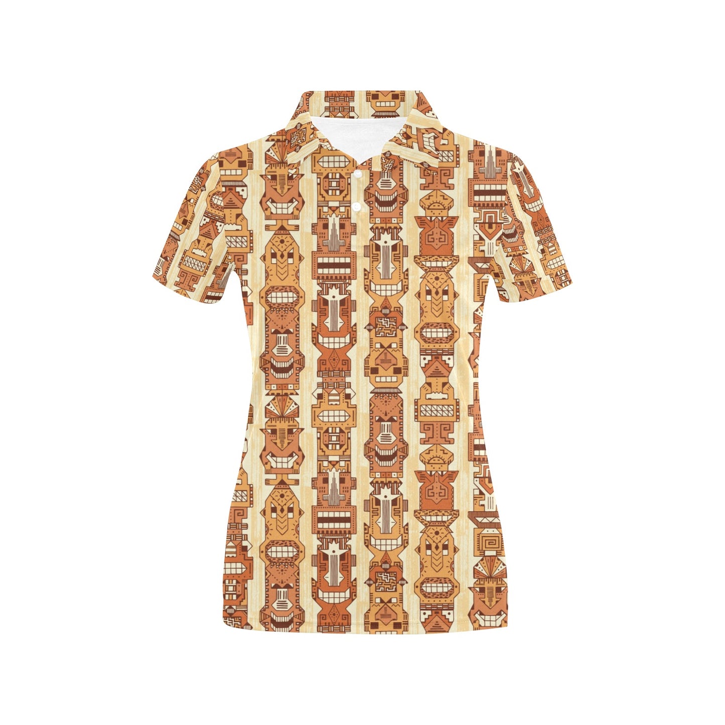 Tiki Orange Vertical Pattern Women's Polo Shirt