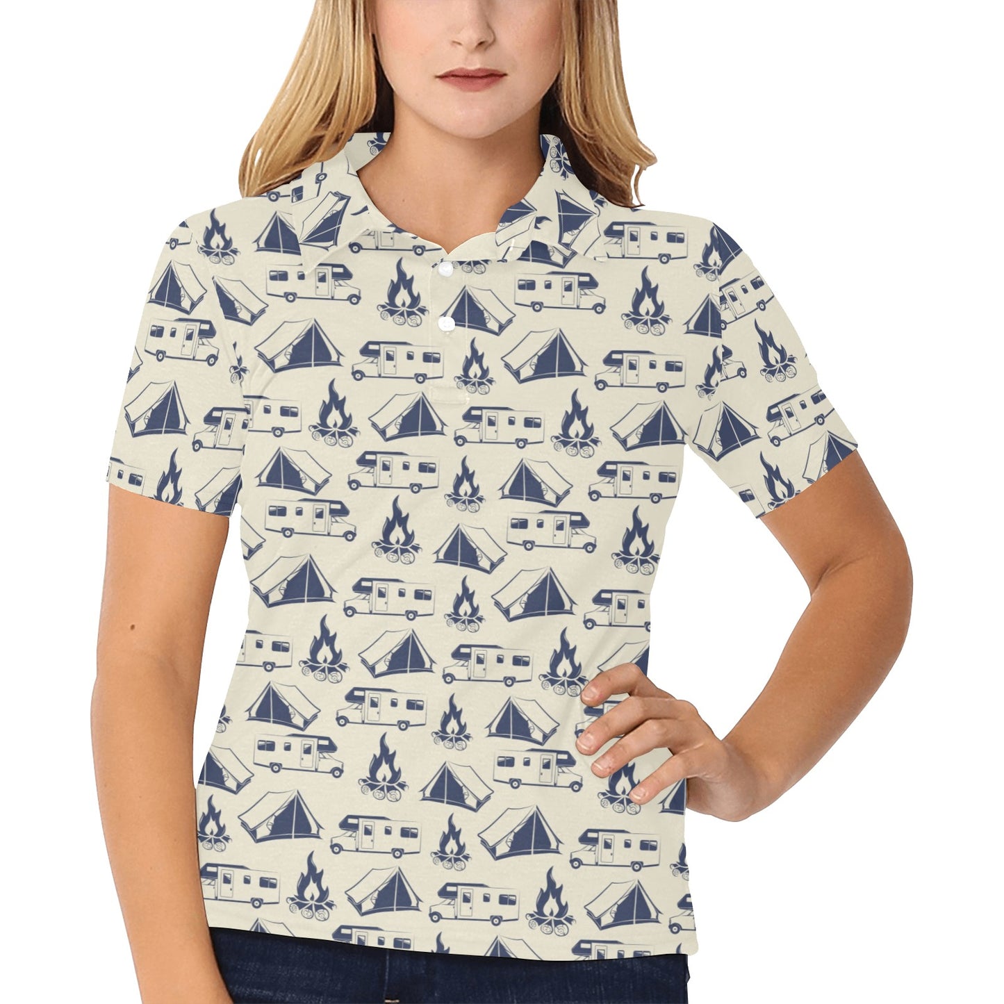 Campfire Pattern Print Design 01 Women's Polo Shirt
