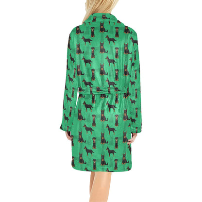 Beauceron Pattern Print Design 01 Women's Fleece Robe