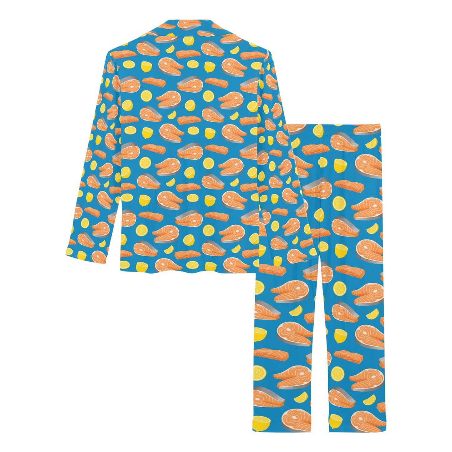 Salmon Steak With Lemon Print Design LKS308 Women's Long Pajama Set