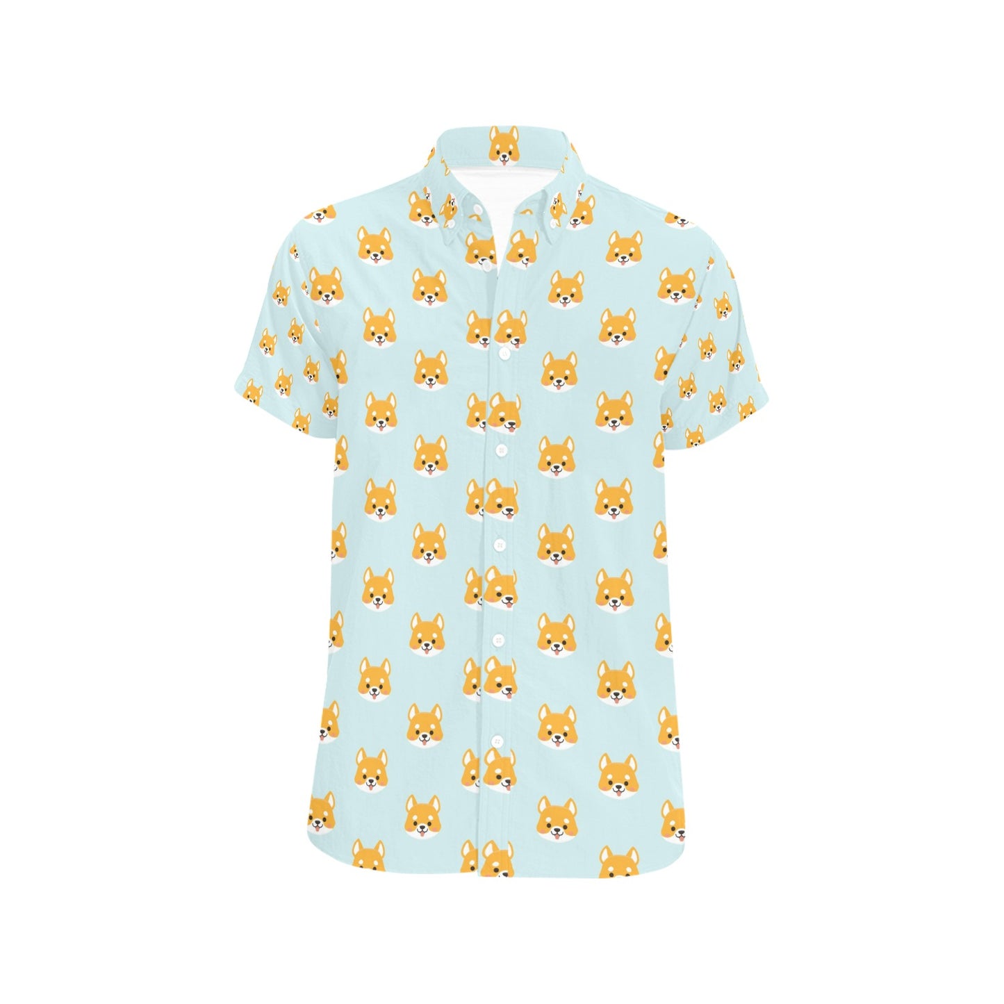 Shiba Inu Print Design LKS301 Men Short Sleeve Button Up Shirt
