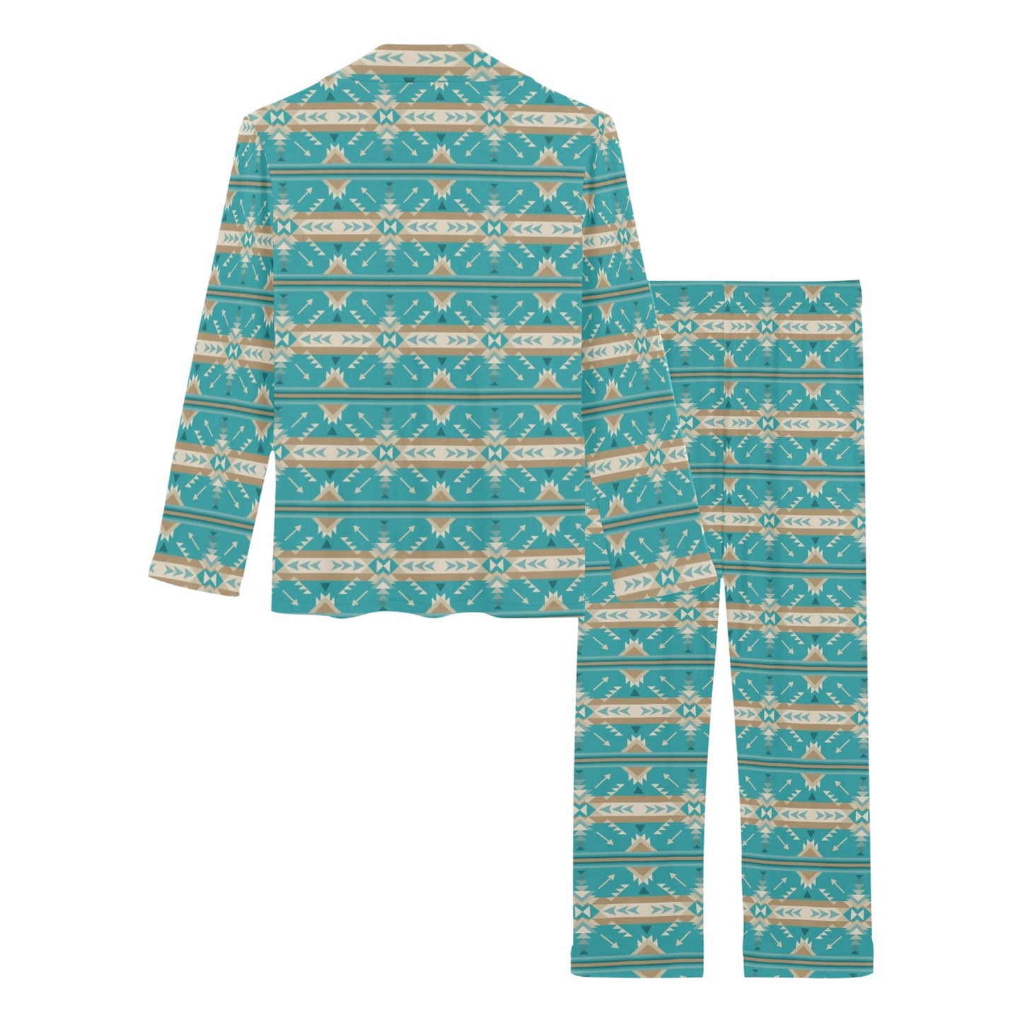 Southwest Native Design Themed Print Women's Long Pajama Set