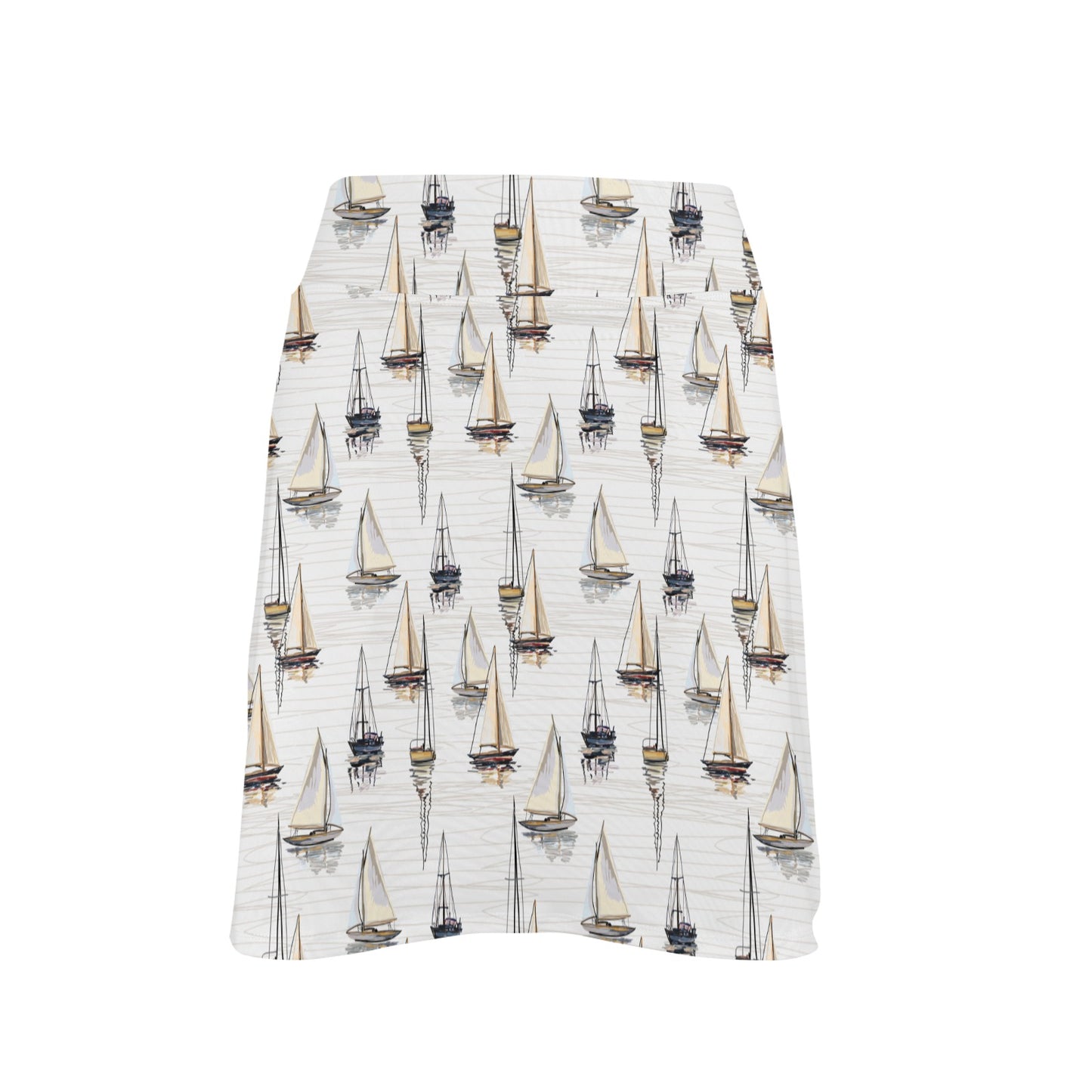 Sailboat Paint Pattern Print Design LKS307 17" Golf & Pickleball Skort with Pockets