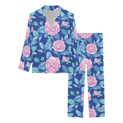 Camellia Pattern Print Design CM05 Women's Long Pajama Set