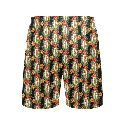 Hawaiian Flower Hula Hibiscus Print Men's Swim Trunks Beach Shorts